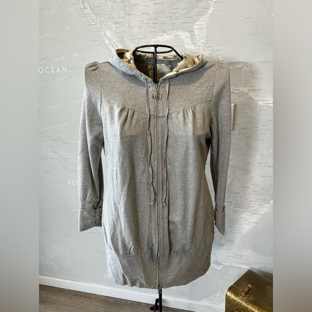 For Love and Liberty Skull Print Silk lined Hoodie Gray XL